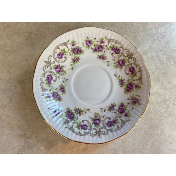 Queens Rosina Fine Bone China Purple Violet Buds Tea Cup And Saucer Set - Picture 8 of 10